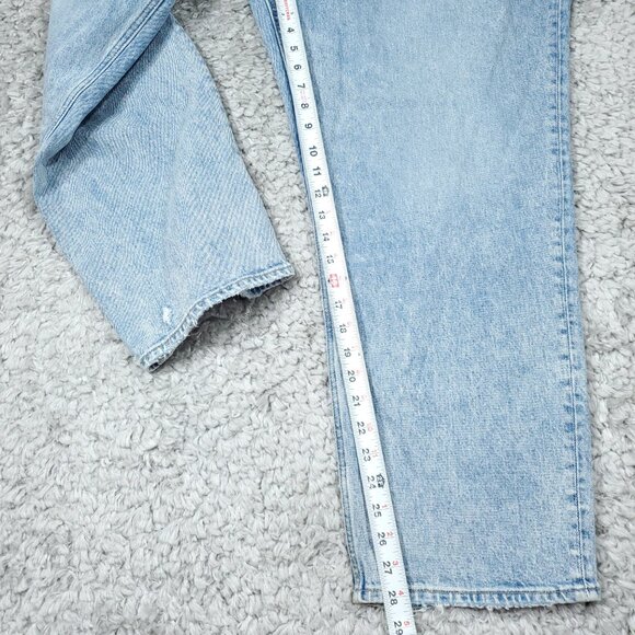 Abercrombie 22 Short 90s Straight Ultra High Rise Jeans Light Wash Blue Size 36 - Picture 6 of 7